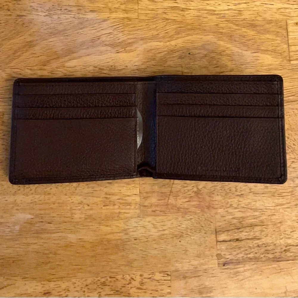 Stafford full grain leather bifold wallet removable pass case card